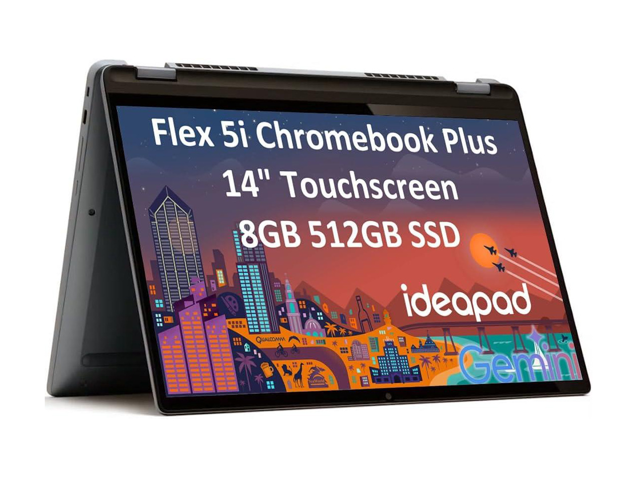 Lenovo Flex 5i Chromebook plus 14" FHD+ 2-in-1 Touchscreen Laptop (Intel 6-Core i3-1315U, 8GB RAM, 512GB SSD) Business, Home, Students, 1080p Webcam, Backlit KB, Wi-Fi 6E, Chrome OS w/ Google AI, 2025