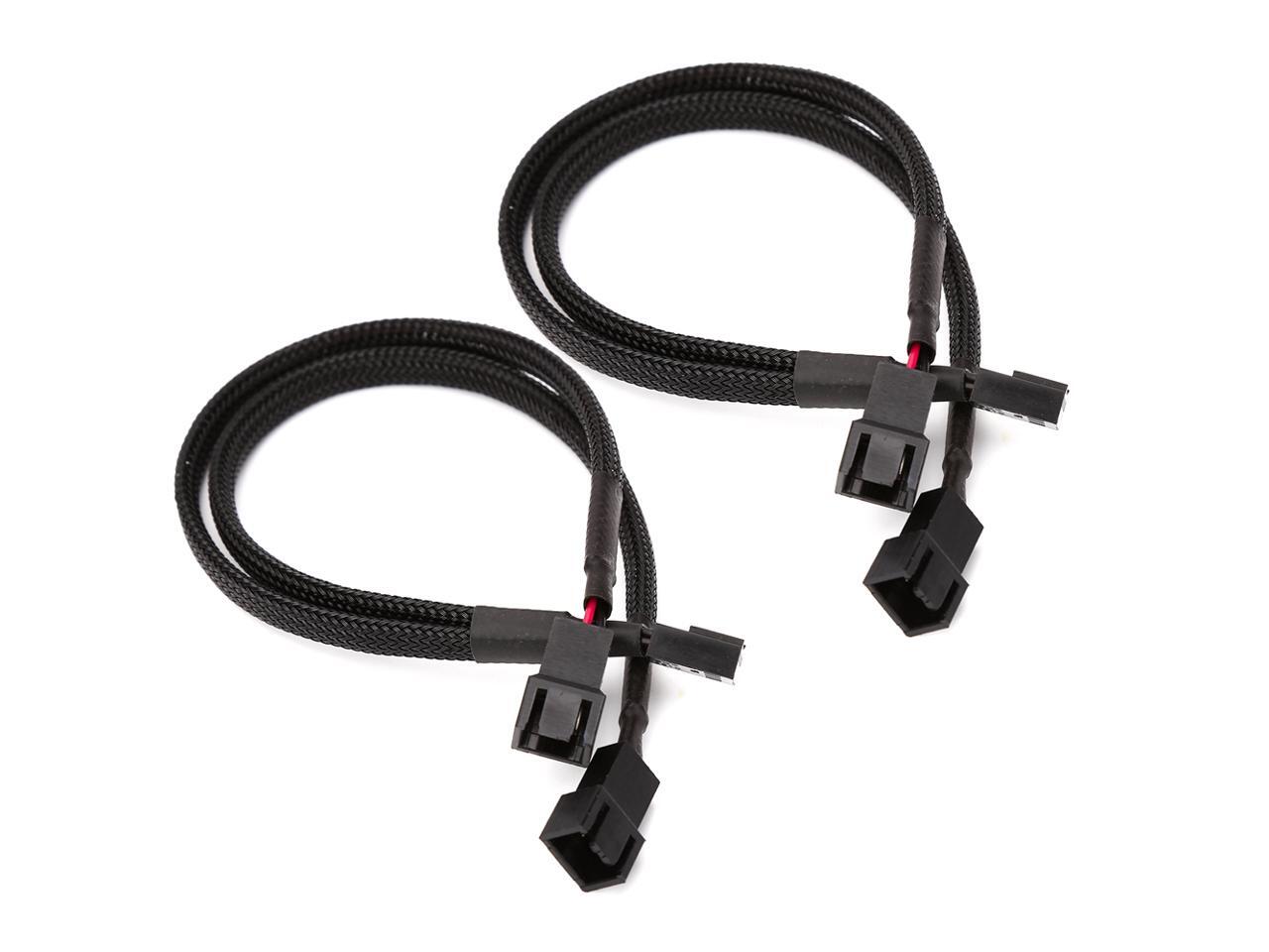 Y Computer PC Fan Power Cable 30cm PWM 3 pin Black Sleeved Cord