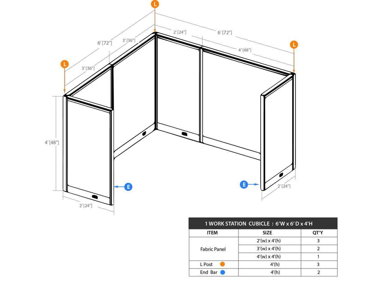 Gof 1 Person Workstation Cubicle 6 D X 6 W Office Partition Room Divider Newegg Com