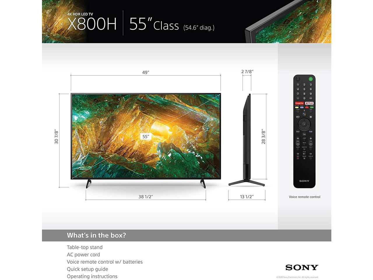 Sony XBR55X800H 55 inch Smart 4K UHD HDR TV - Newegg.com