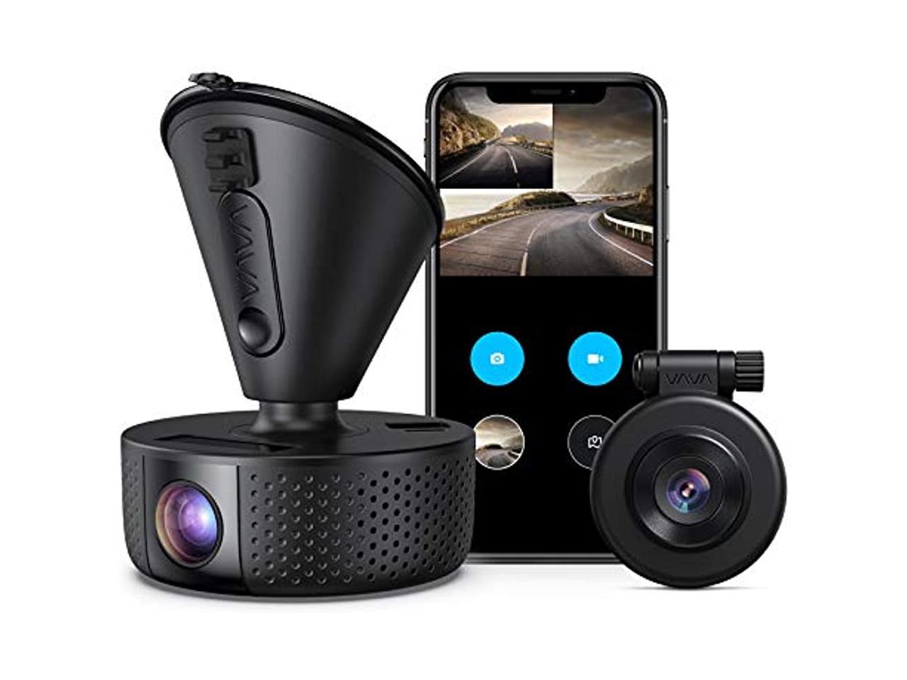 VAVA VD002 Dual 1920x1080P FHD Dash Cam, 2560x1440P Single Front, 30fps - 60fps Clear HD Videos, Night Vision, 24hr Parking Mode, Built-In WiFi, G-Sensor, Loop Recording, Supports 128GB Max