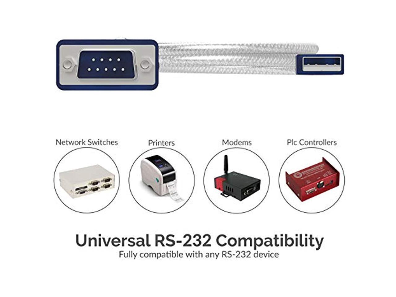Sabrent usb 2 0 to serial 9 pin db 9 rs 232 converter cable prolific