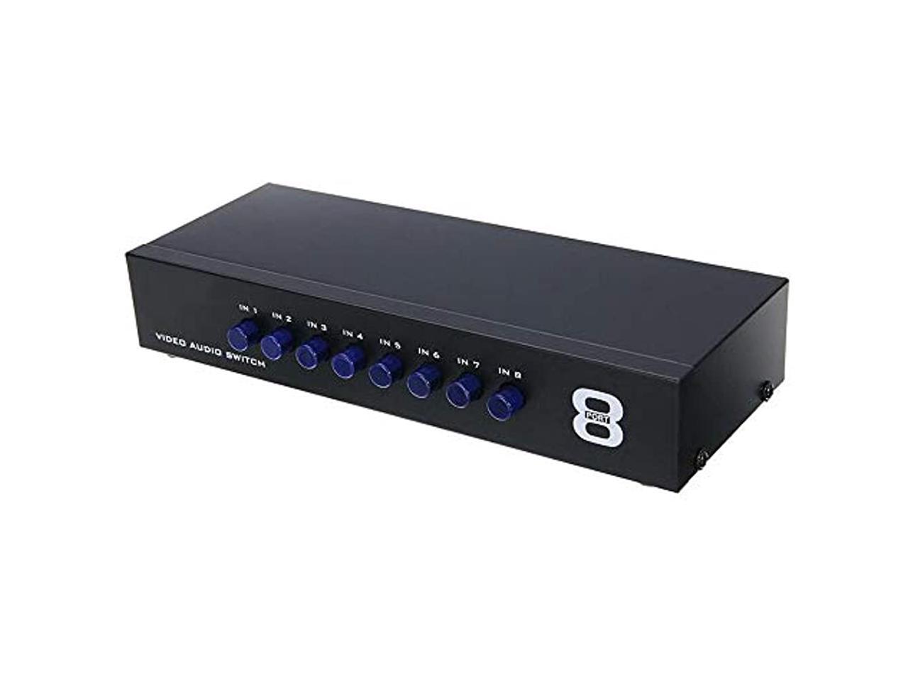 AV Switch Box Composite Selector 8 Port RCA Audio Video 8 In 1 Out To