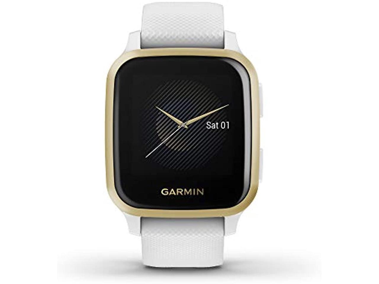 Garmin Venu Sq, GPS Smartwatch with Bright Touchscreen Display, Up to 6  Days of Battery Life, Light Gold and White