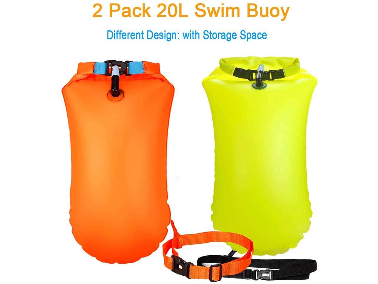 2 Pack Swim Buoy 20L Swim Safety Float and Drybag for Open Water Swimmers Triathletes Kayakers