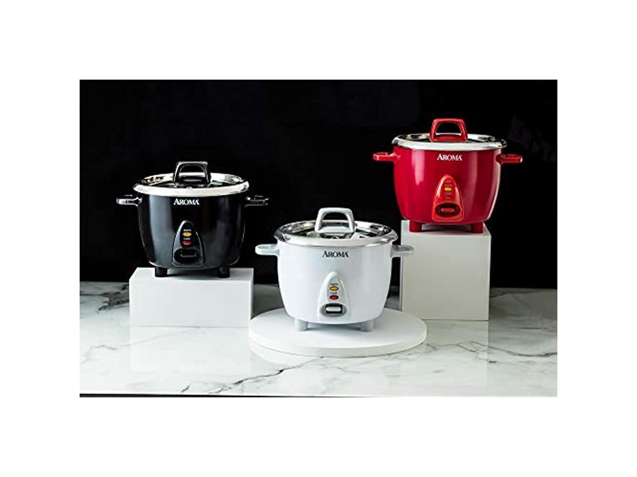 AROMA ARC753SG White Simply Stainless 6Cup Rice Cooker
