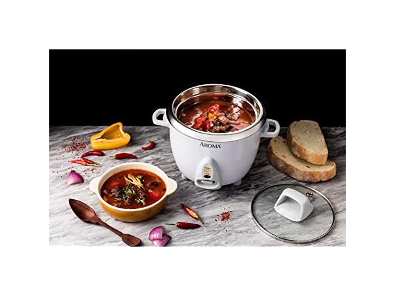 AROMA ARC753SG White Simply Stainless 6Cup Rice Cooker