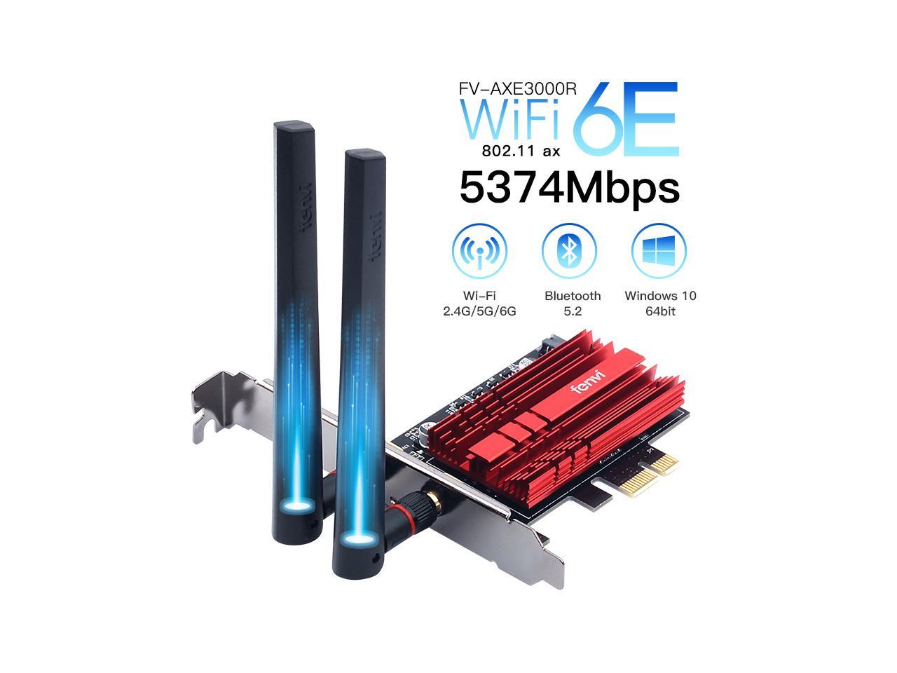 Fenvi FV-AXE3000 Wi-Fi 6E AX210 PCIe Network Card Bluetooth 5.2 Heat Sink AX 3000Mbps 802.11ax Tri-band 2.4G/5G/6G PCI-E Wireless WiFi Network Adapter Cards for Desktop PC Support Windows 10 64-bit