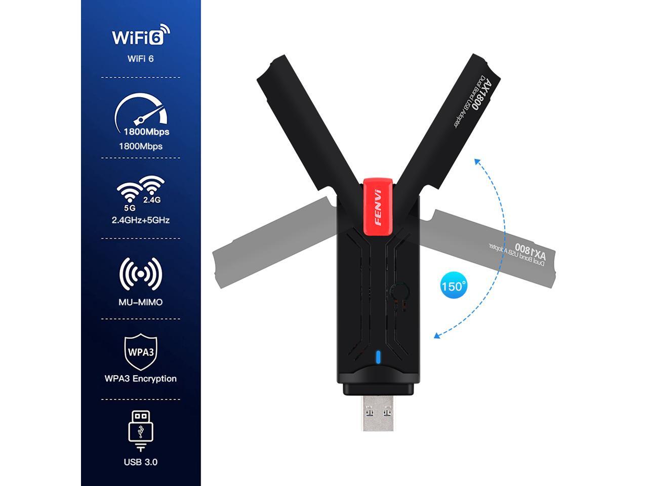 Fenvi fu ax1800p usb wifi 6 adapter dual band ax1800 wifi6 usb 3 0 mu
