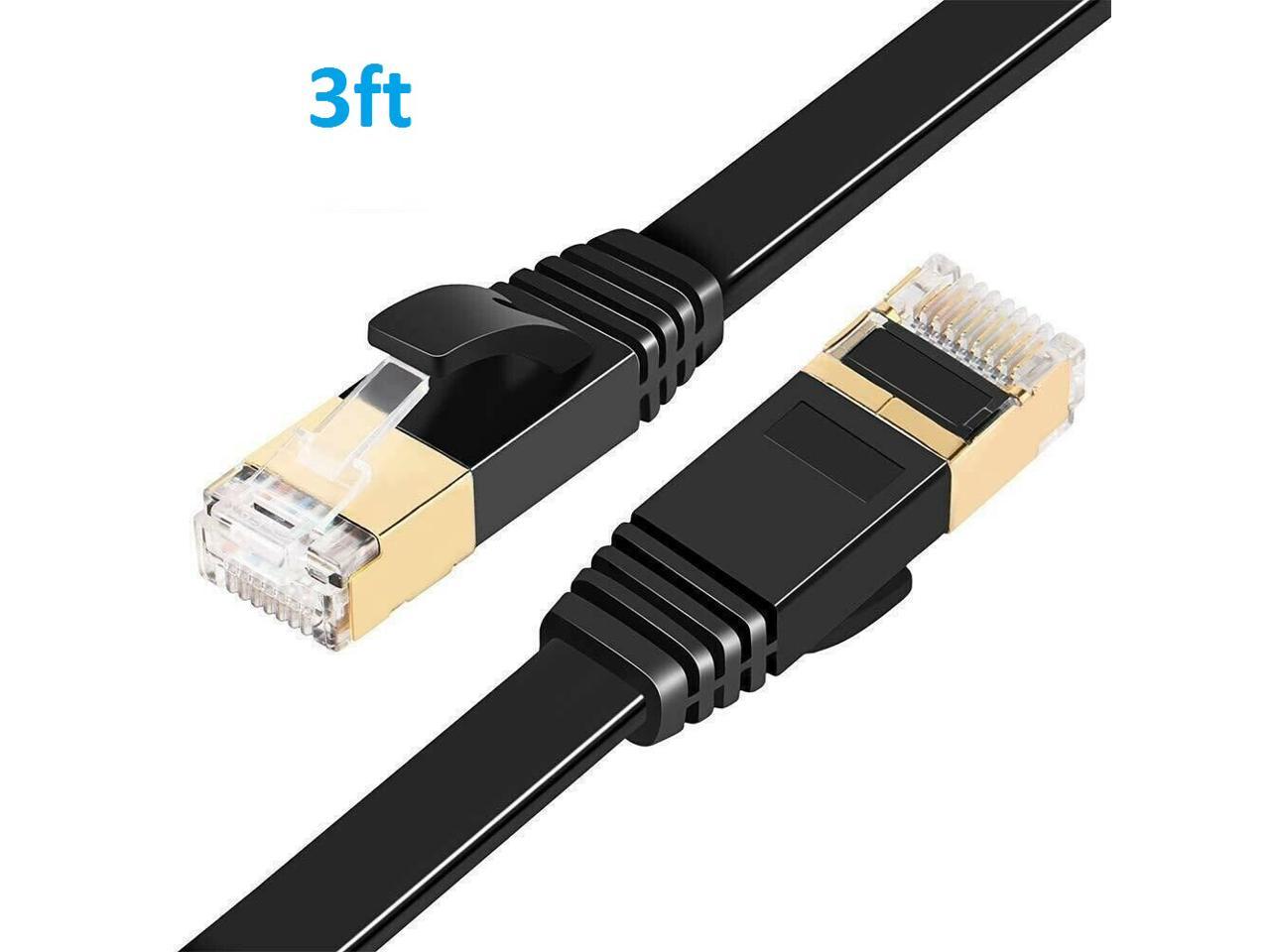 2 Pcs 3ft+6ft Flat Ethernet CAT7 Network Cable Patch Lead RJ45 for Smart TV/PS4/Xbox 