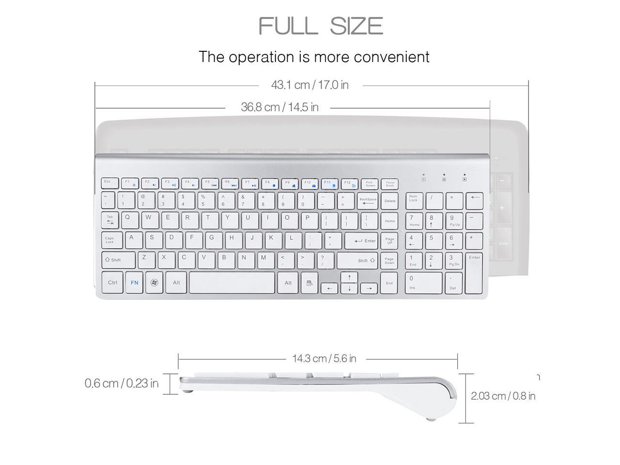 Wireless Keyboard and Mouse, 2.4G Full-Size Keyboard and Mouse Combo ...