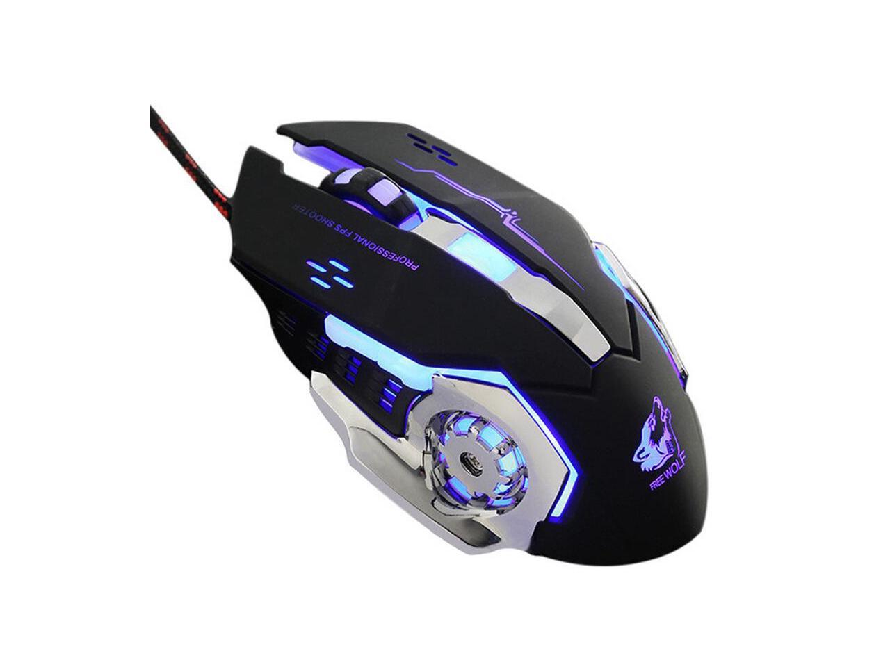Estone Gaming Mause Computer Peripherals 6 Button Wired Mouse 4 Color Breathing Lamp Ajustable 4000dpi Usb Mice Mechanical Mouse Gamer Newegg Com