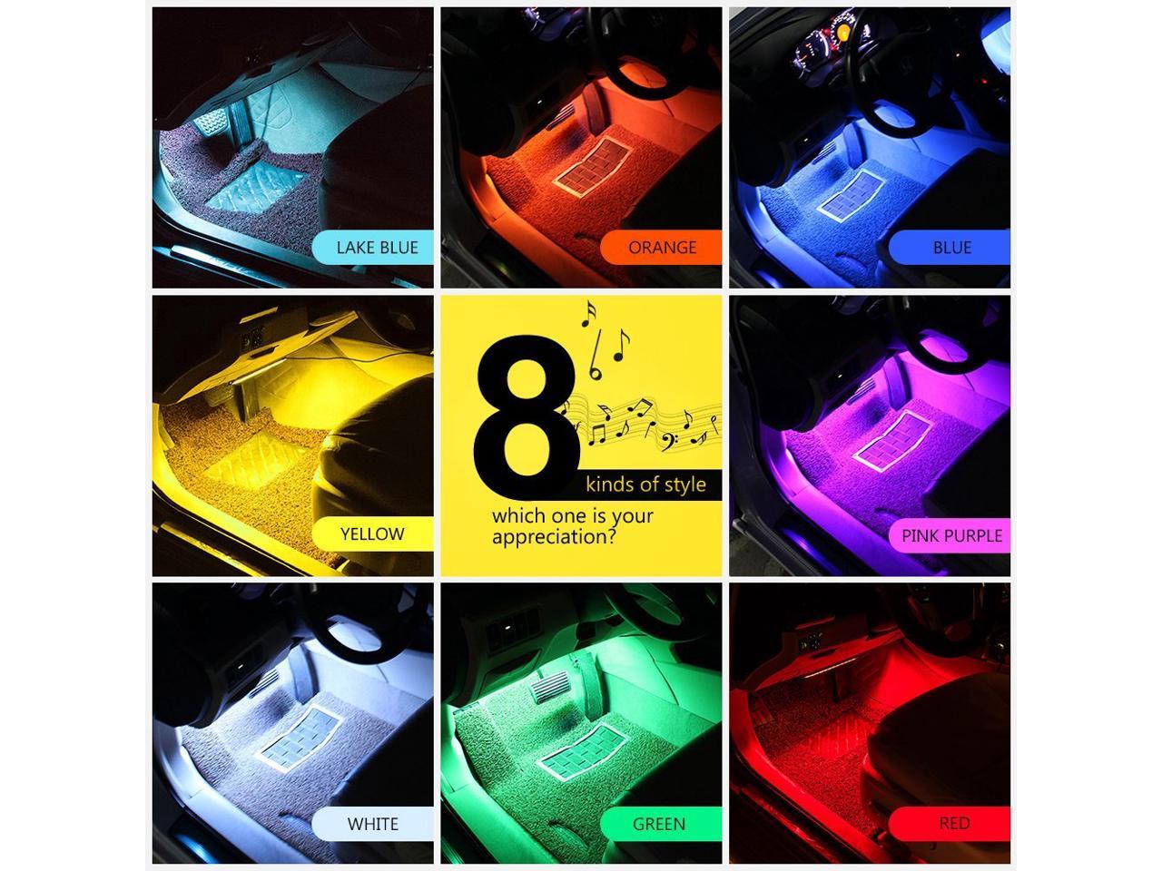 USB LED Strip for Car TV Home with Sound Active Function Adecorty Car LED Strip Light Wireless Remote Control and Smart USB Port 4pcs 72 LED Multicolor Music Car Interior Atmosphere Lights 