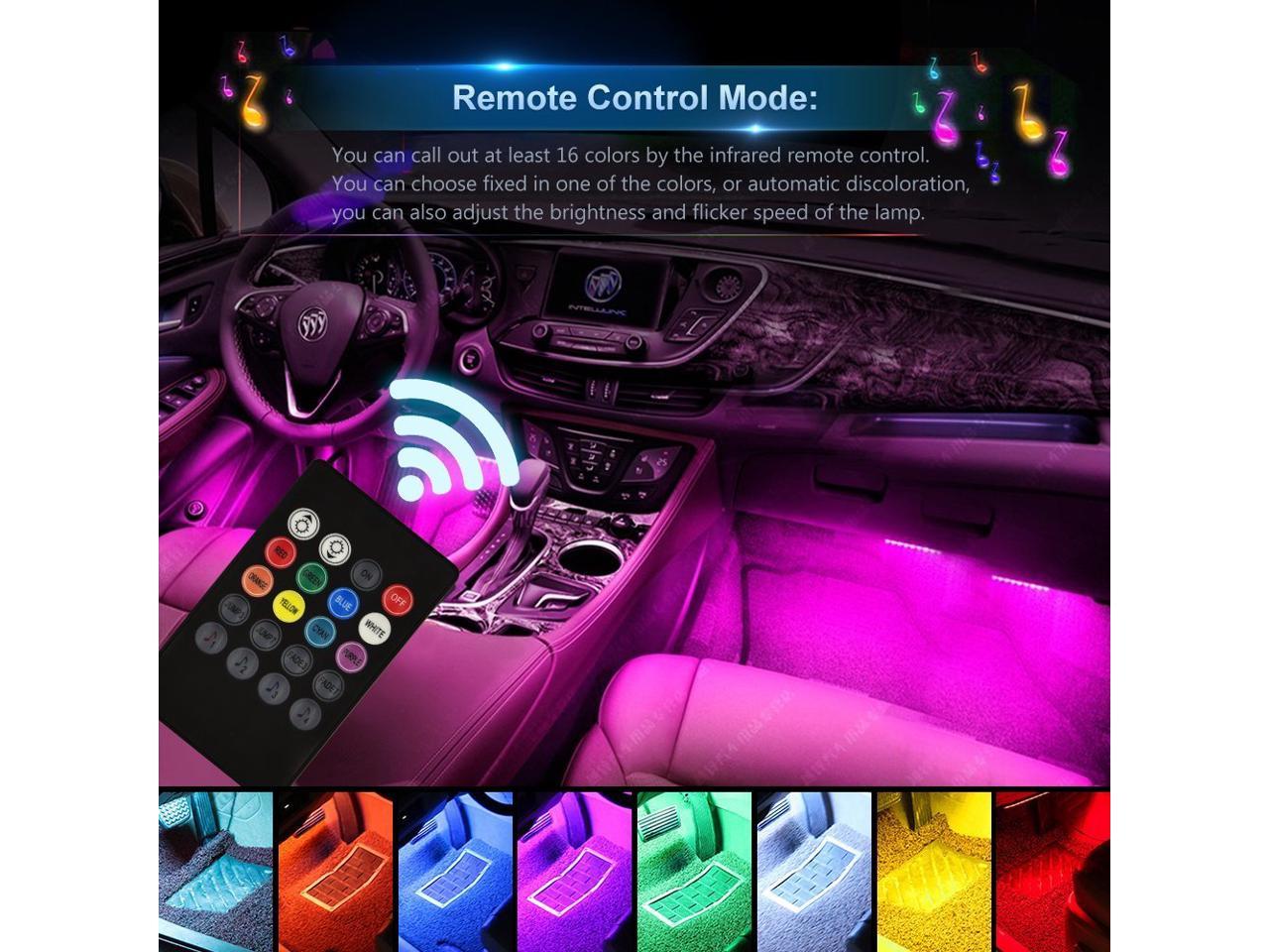 Stark 4 PCS 72 LED Multicolor Music Car Interior Lights Under Dash Lighting Waterproof Kit with Bluetooth Control with Bluetooth App Car Charger Included,DC 12V 