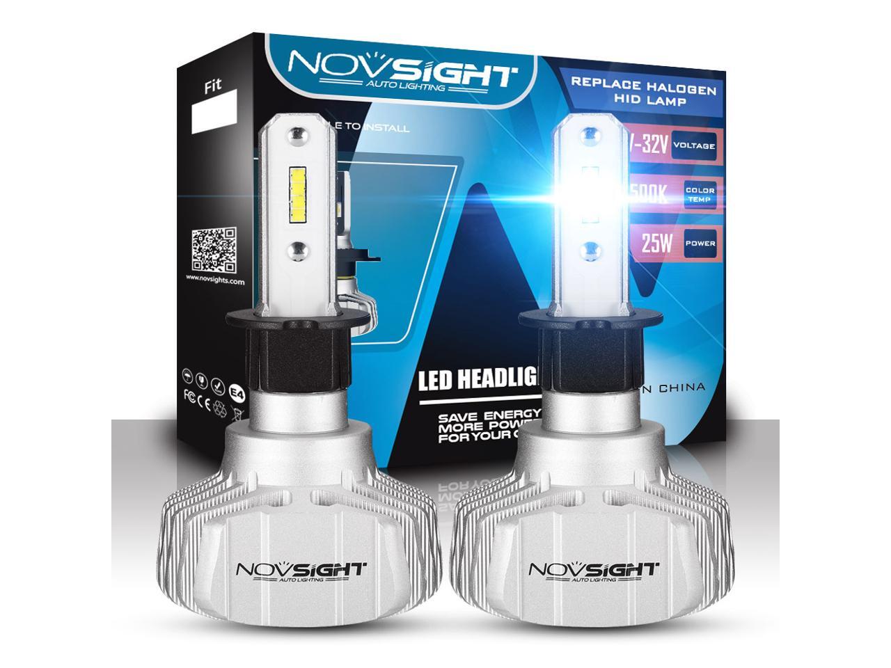 NOVSIGHT H3 LED Headlight Bulbs,50W 10000Lm 6500K Cool White Extremely