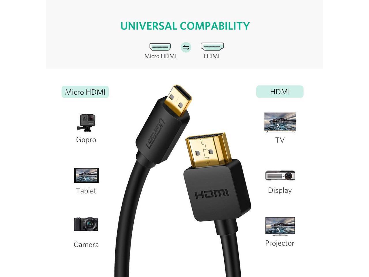 For Gopro Hero 5 Black Action Micro HDMI 1m Cable Lead HDTV TV Gold Plated 