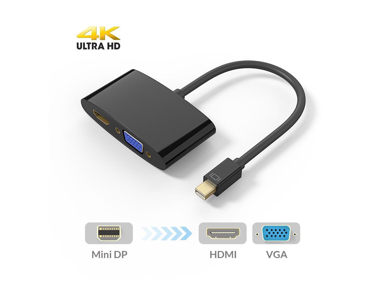 Estone Mini Displayport To Hdmi Vga Adapter Converter 4k Thunderbolt 2 0 Compatible For Apple Mac Book Air Macbook Pro To Vga Hdmi Surface Pro 1 2 3 4 6 Surface Book Laptop 2 Surface Studio Black Newegg Com