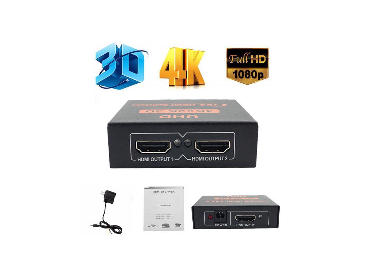 ESTONE Ultra HD 4K HDMI Splitter 1X2 Port 3D UHD 4K*2K Video HDMI Switcher 1 Input 2 Output HUB Repeater Amplifier - Newegg.com