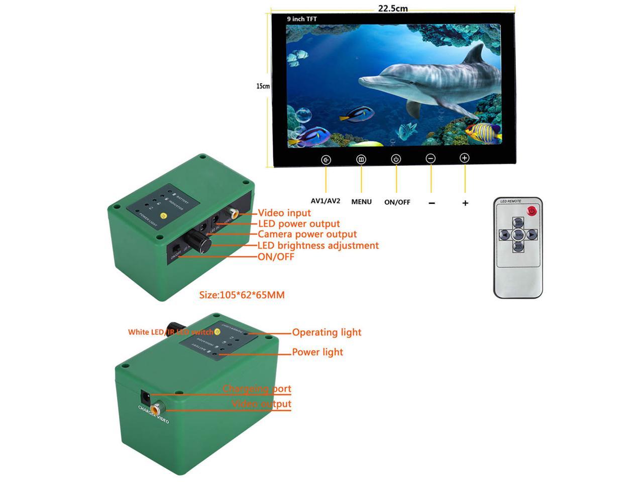 Flussangeln 9 Zoll 30 LEDs 1000TVL Fish Finder Unterwasser Angelkamera fr See- 