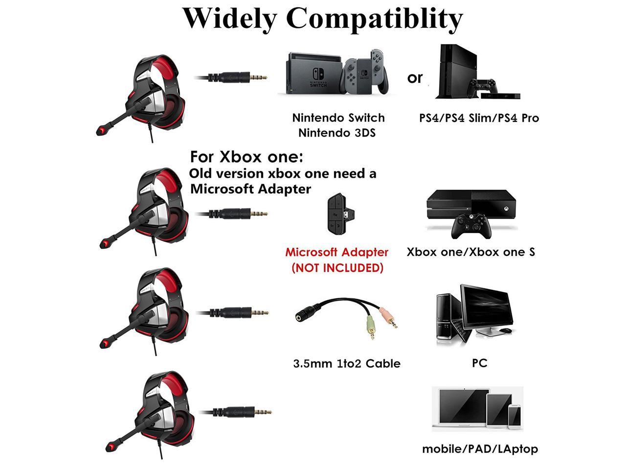 gaming headset with mic for xbox one ps4 pc nintendo switch tablet