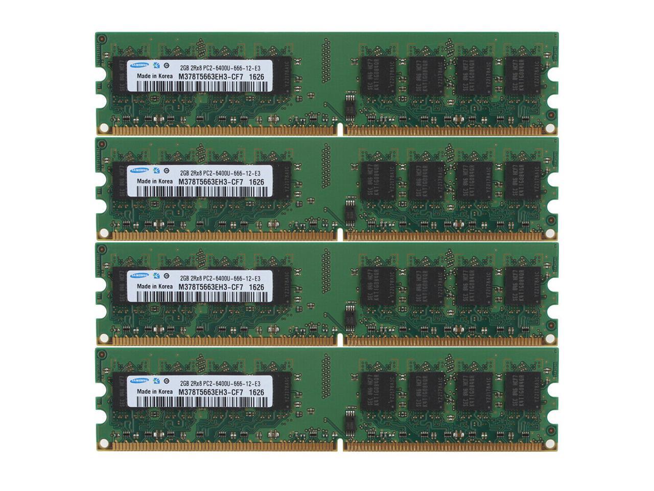 DDR2 2GB 2x1GB Samsung M378T2863RZS 1Rx8 PC2-6400u-666-12-zz Desktop Ram 