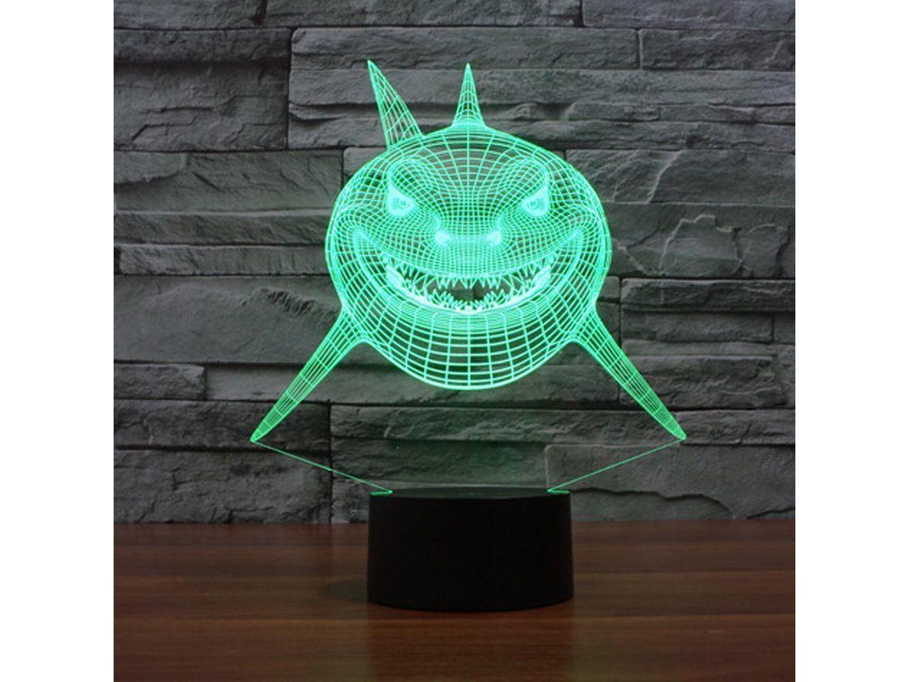 Bruce The Shark 3D LED 7 Colour Changing Crackle Mood Night Light New 
