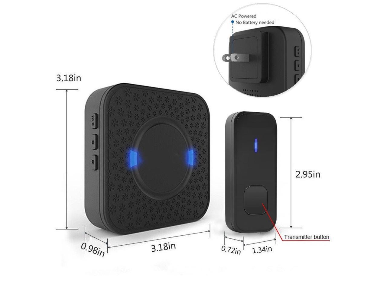 Details about   1000FT Wireless Doorbell Waterproof 2 Plugin Receiver Adjustable Volume 38 Chime 