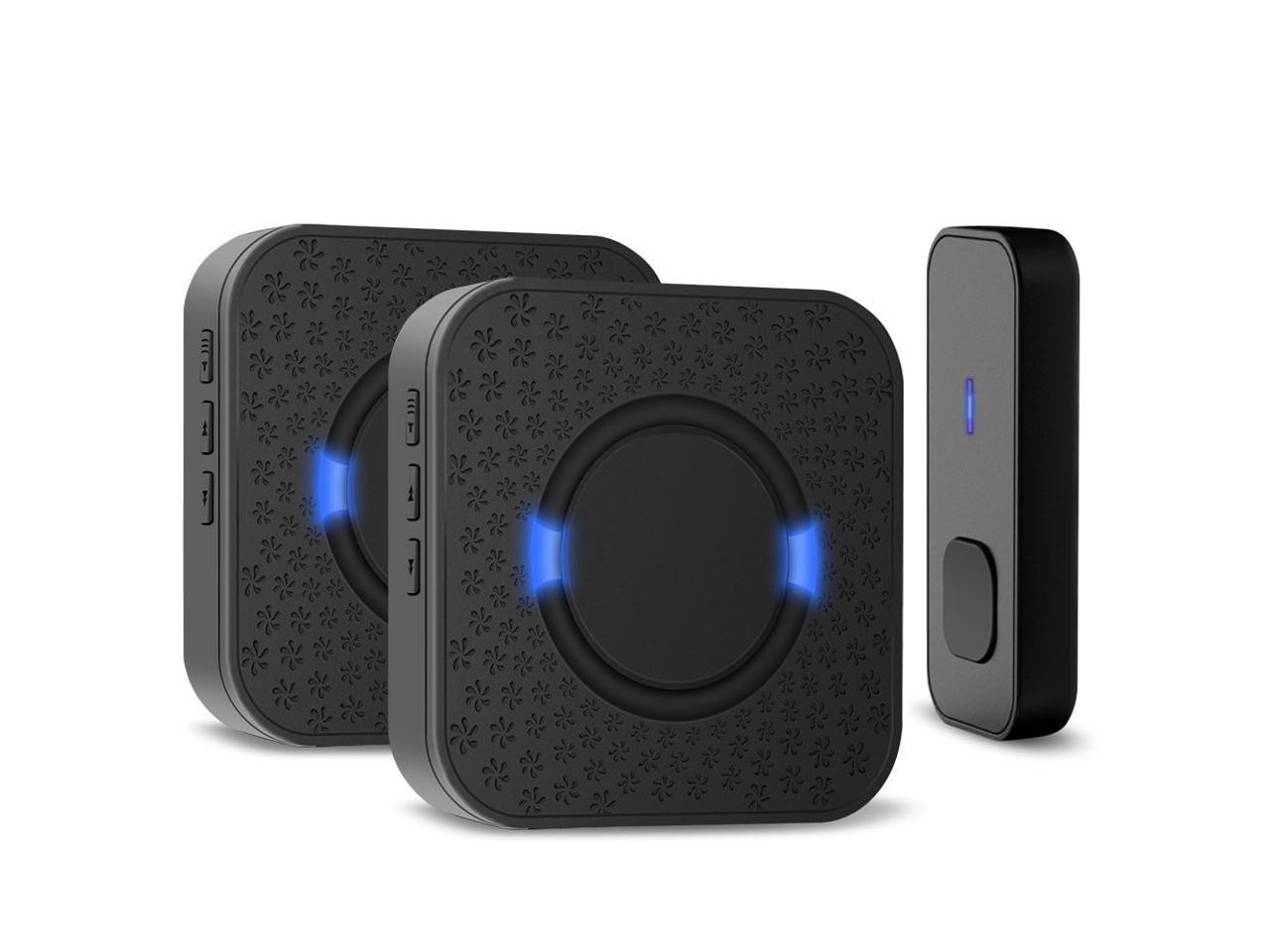 Wireless Doorbell Waterproof Chime Kit up to 900 ft 2 Receivers & all Light up 