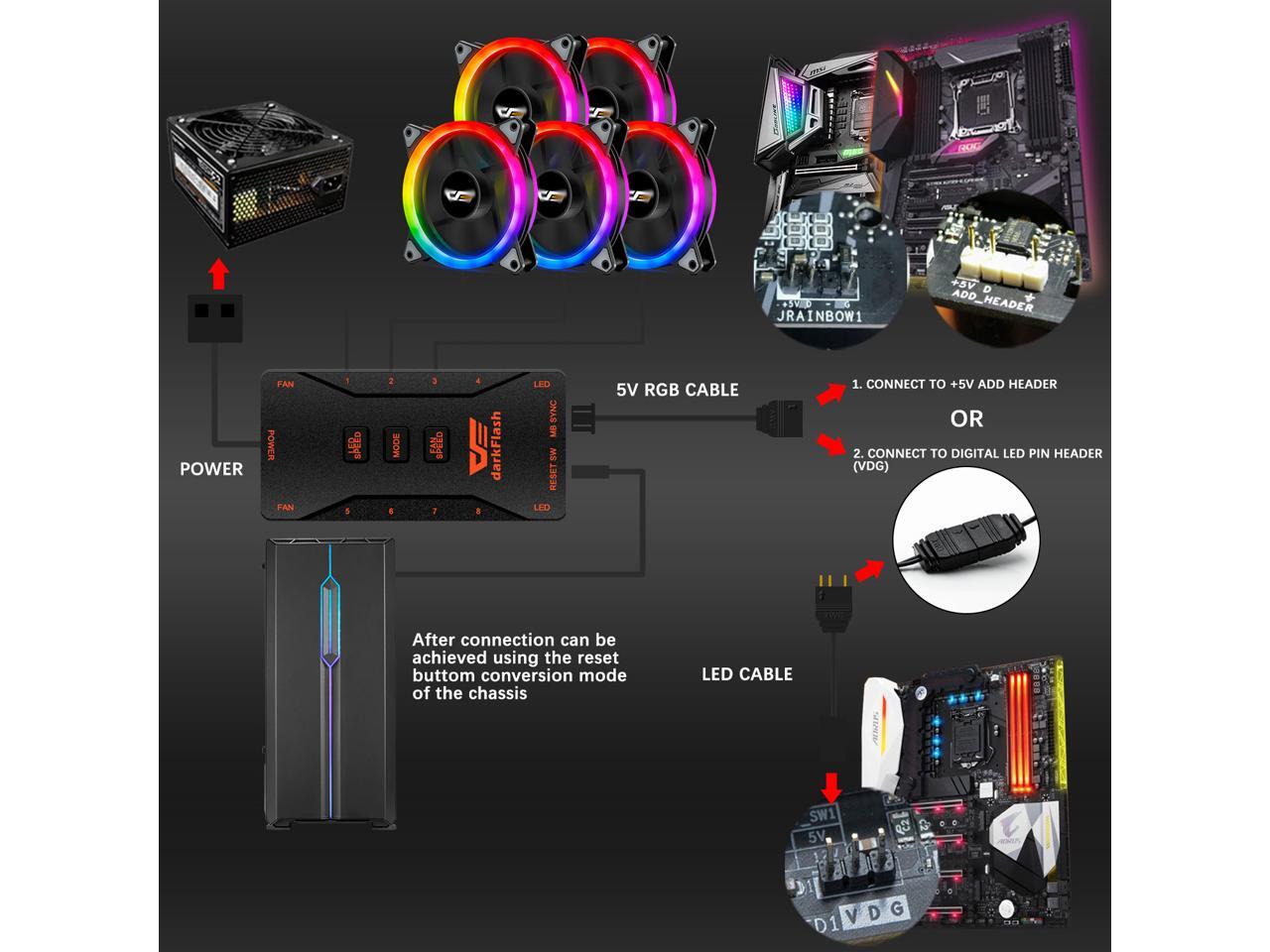 darkFlash Aurora DR12 PRO Case Fan 5Pack RGB LED 120mm