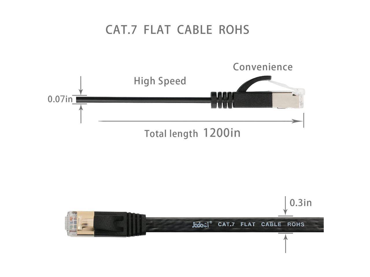 Black 4 Pack Flat Ethernet Cable ACL 5 Feet RJ45 Ultra Premium 32AWG Cat6 550 MHZ