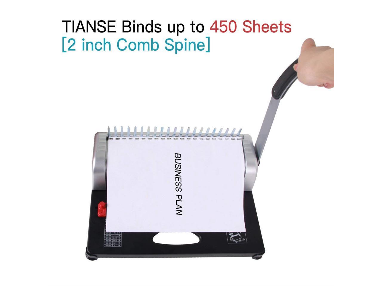 A4 21-Holes Binding Machine Comb Binding Machine with Starter Kit 100 PCS 3/8'' Comb Binding Spines 450 Sheets Comb Binding Machine Perfect for Letter Size A5 or Smaller Sizes Office Documents 