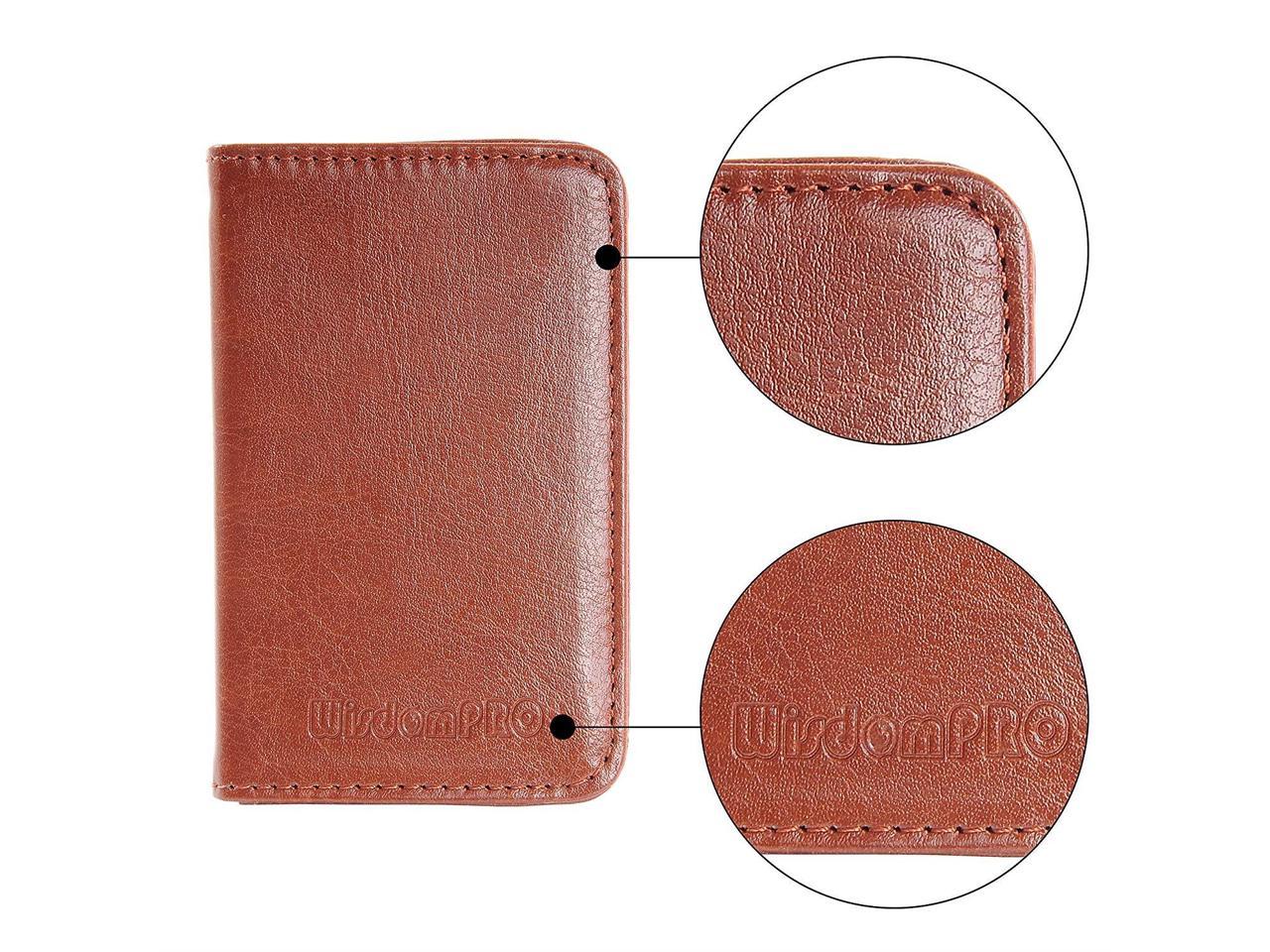 Business Card Holder Wisdompro 2-Sided Pu Leather Folio Name Card Holder Wallet