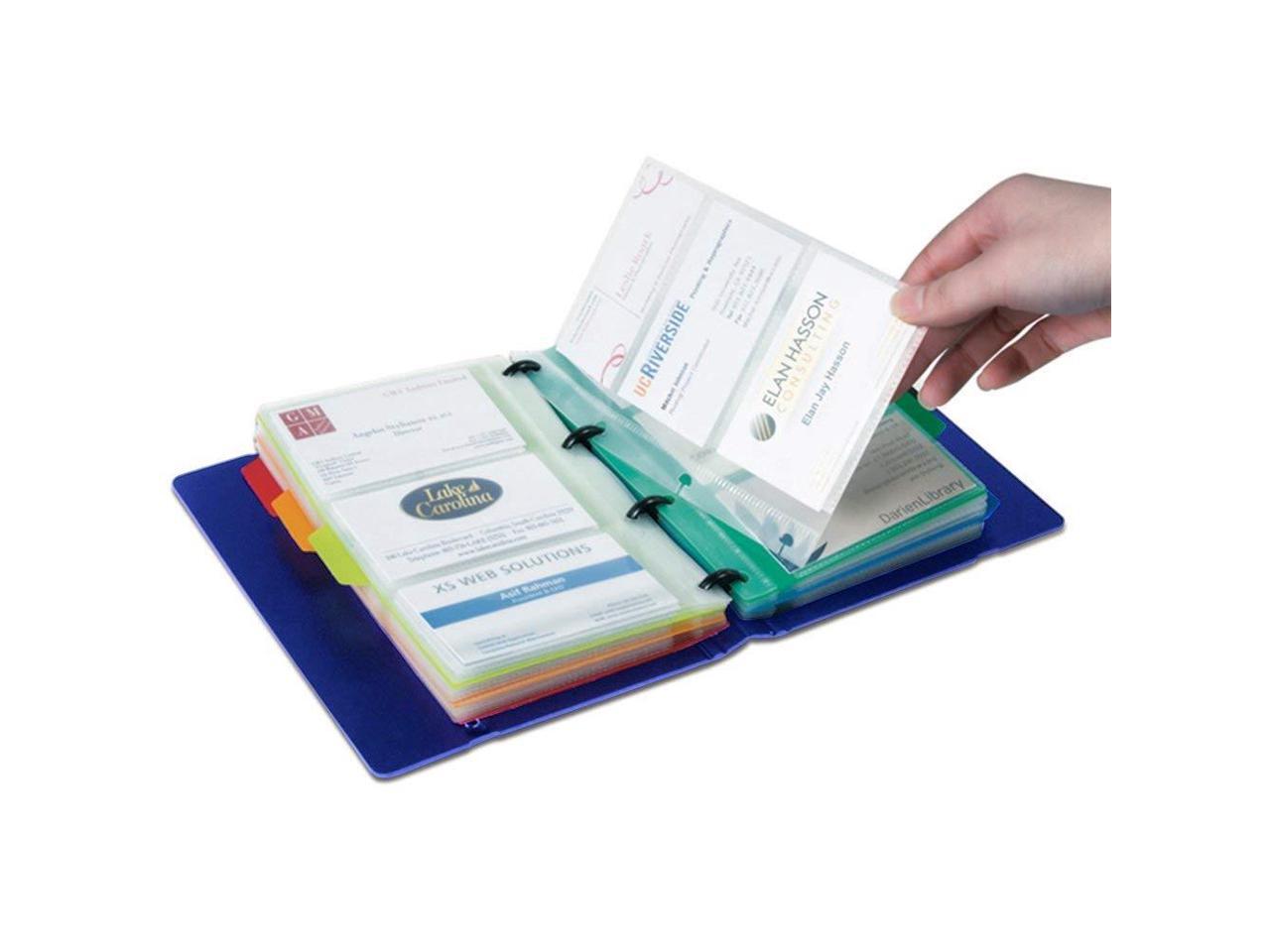 Mylifeunit Business Card Holder Book Name Card Organizer Book With Five Color Index Tabs 120 Cards Blue Newegg Com