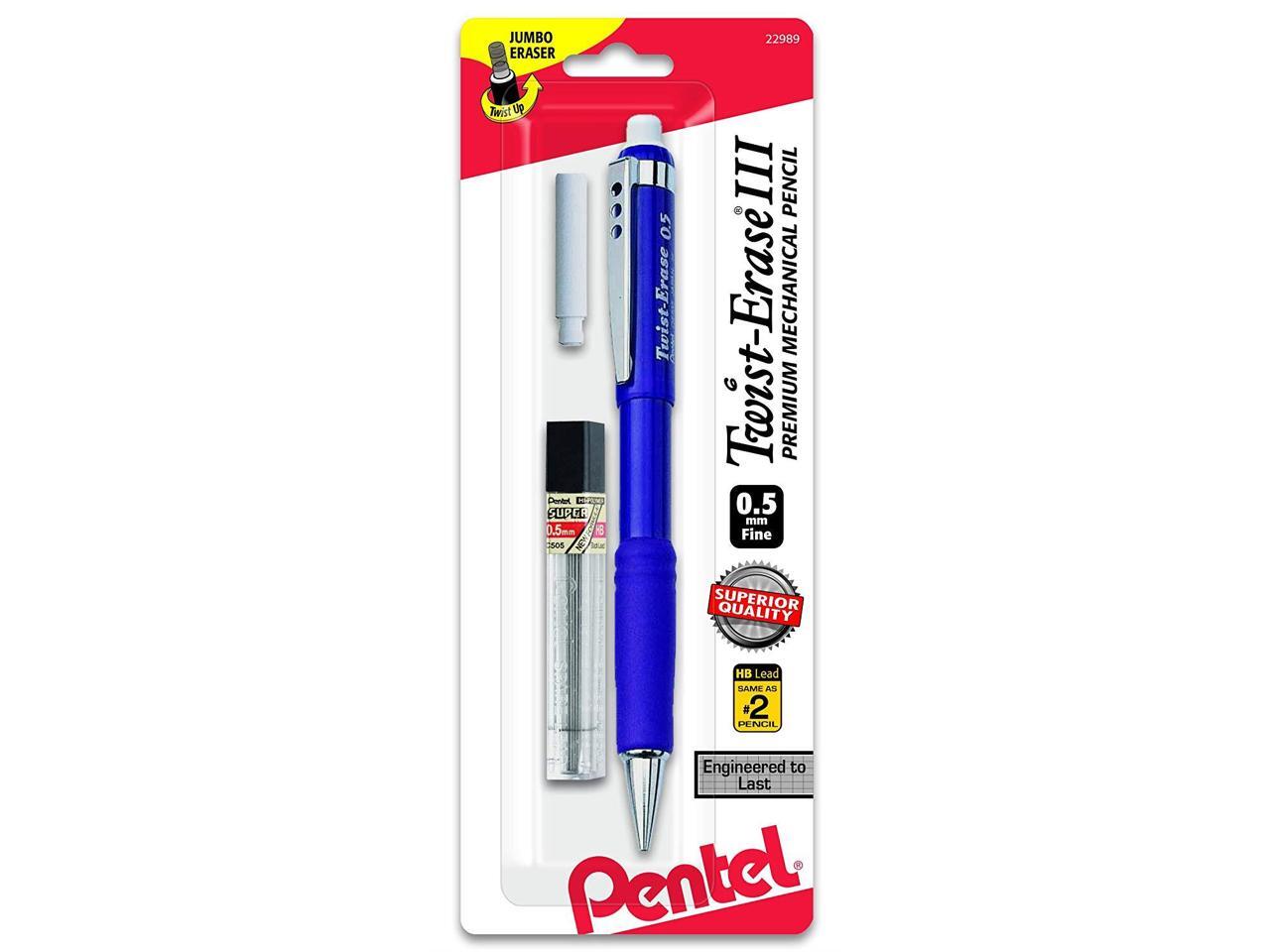 Pentel Twist-Erase Eraser Refill Lead Pencil Eraser 3  Pack White 