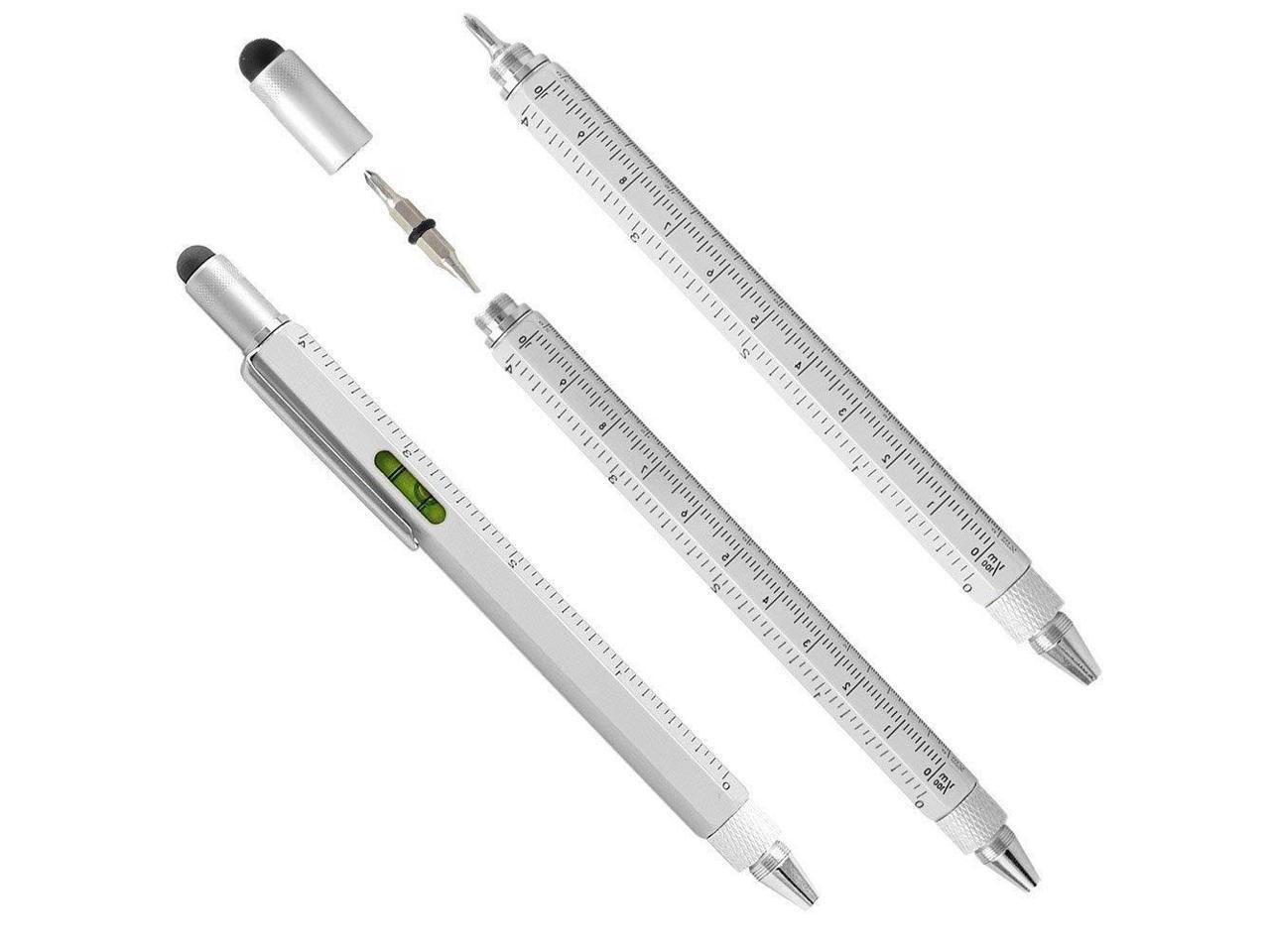 Stylus and 2 Screw Driver Ballpoint Pen 2 Silver Shulaner 7 in 1 Tech Tool Ballpiont Pen with Ruler Multifunction Tool Fit for Mens Gift Phone Stand Bottle Opener