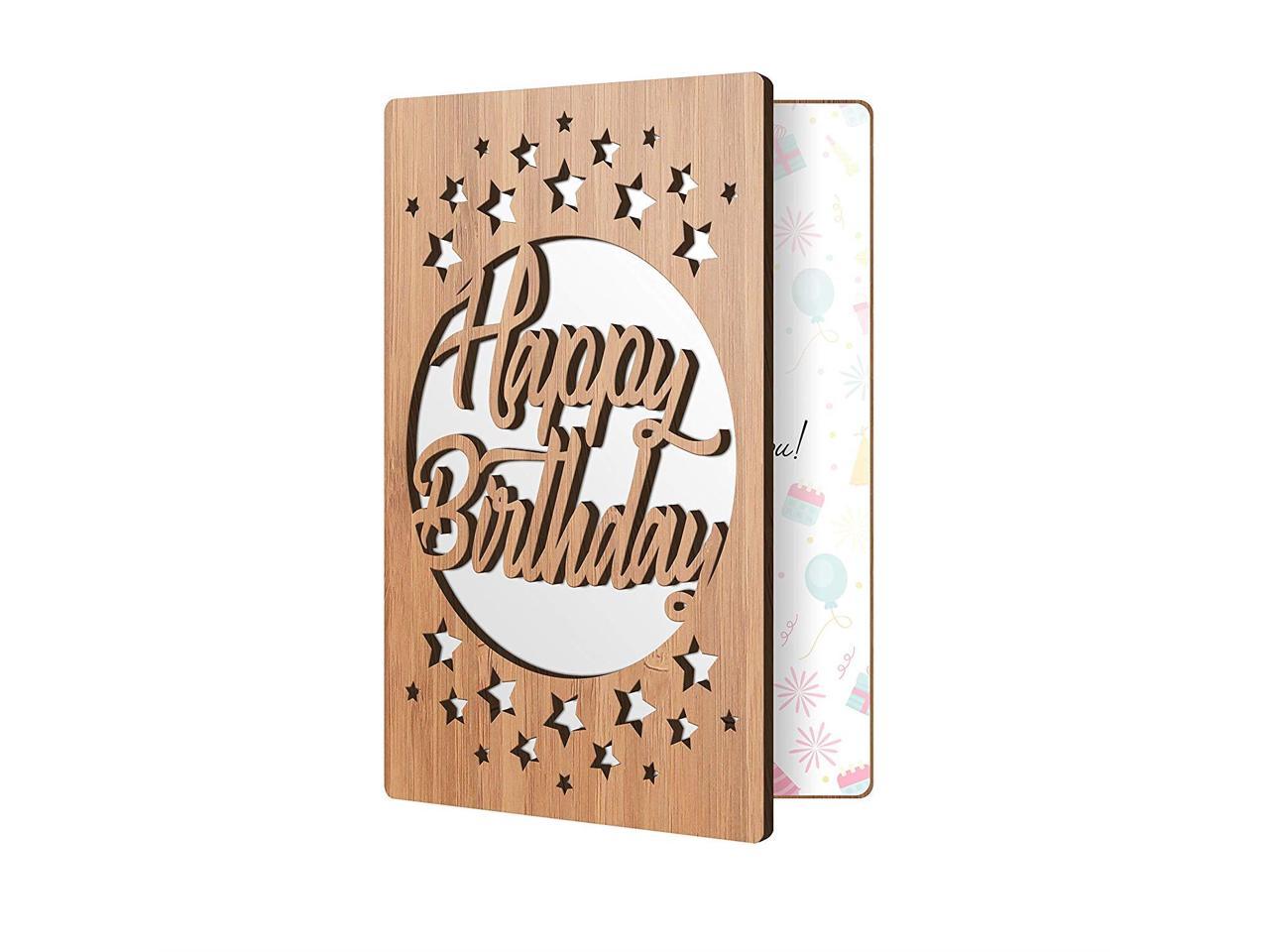 Birthday Cake Card Her Party Inspired Real Wood Greeting Card For Him Or Kids Gift 
