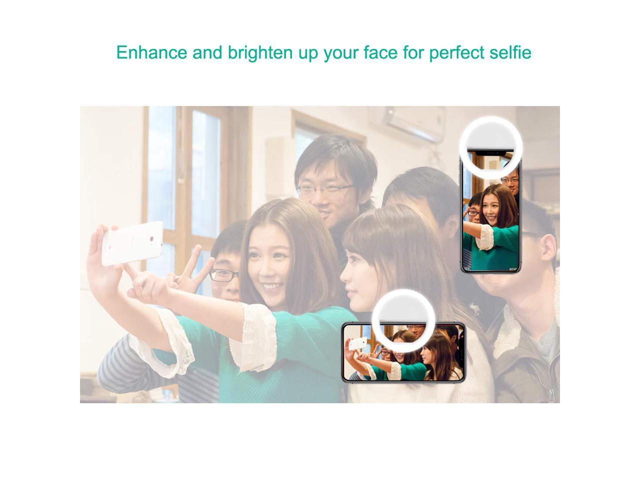 Selfie Light Ring,Yihongda Clip On Selfie Light for Phone Camera Selfie Ring Light 3-Level Brightness Camera Light for Motorola,iPad,Sumsung Galaxy,Sony,iPhone,Smart Phone,Android,Video 