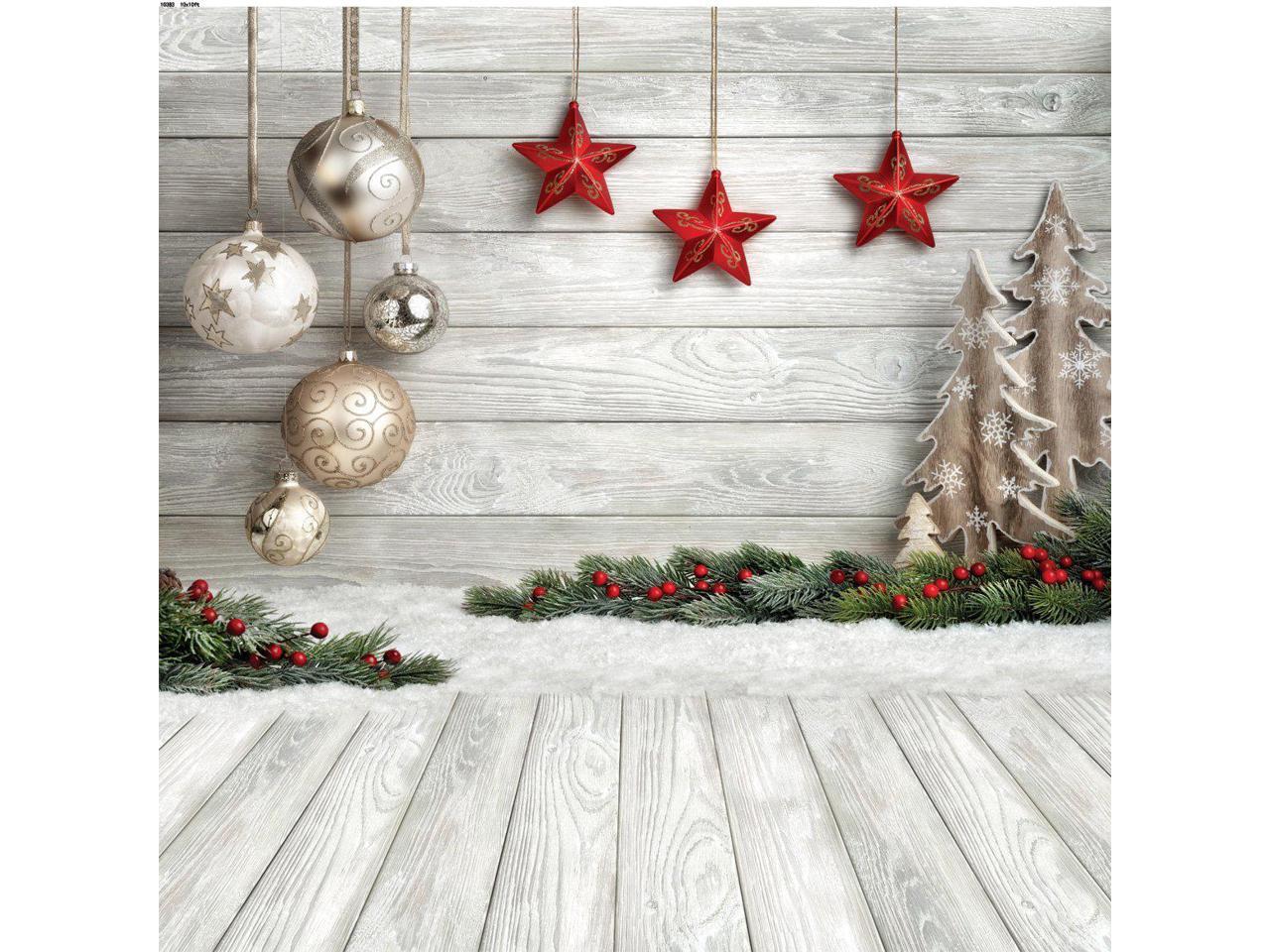 10x10 ft Light Brown Wood Floor and Wall Photo Backgrounds no Wrinkle Christmas Photography Backdrops for Wedding 