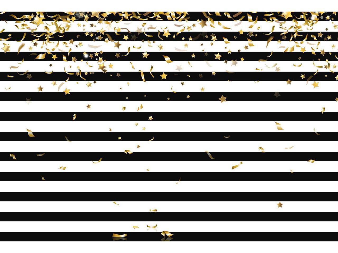 GoEoo 9x9ft Black and White Stripes Background Happy Birthday Striped Photography Background Stripy Pattern Bday Party Decor Banner Event Holiday Activity Celebration Photo Booth Studio Vinyl Props