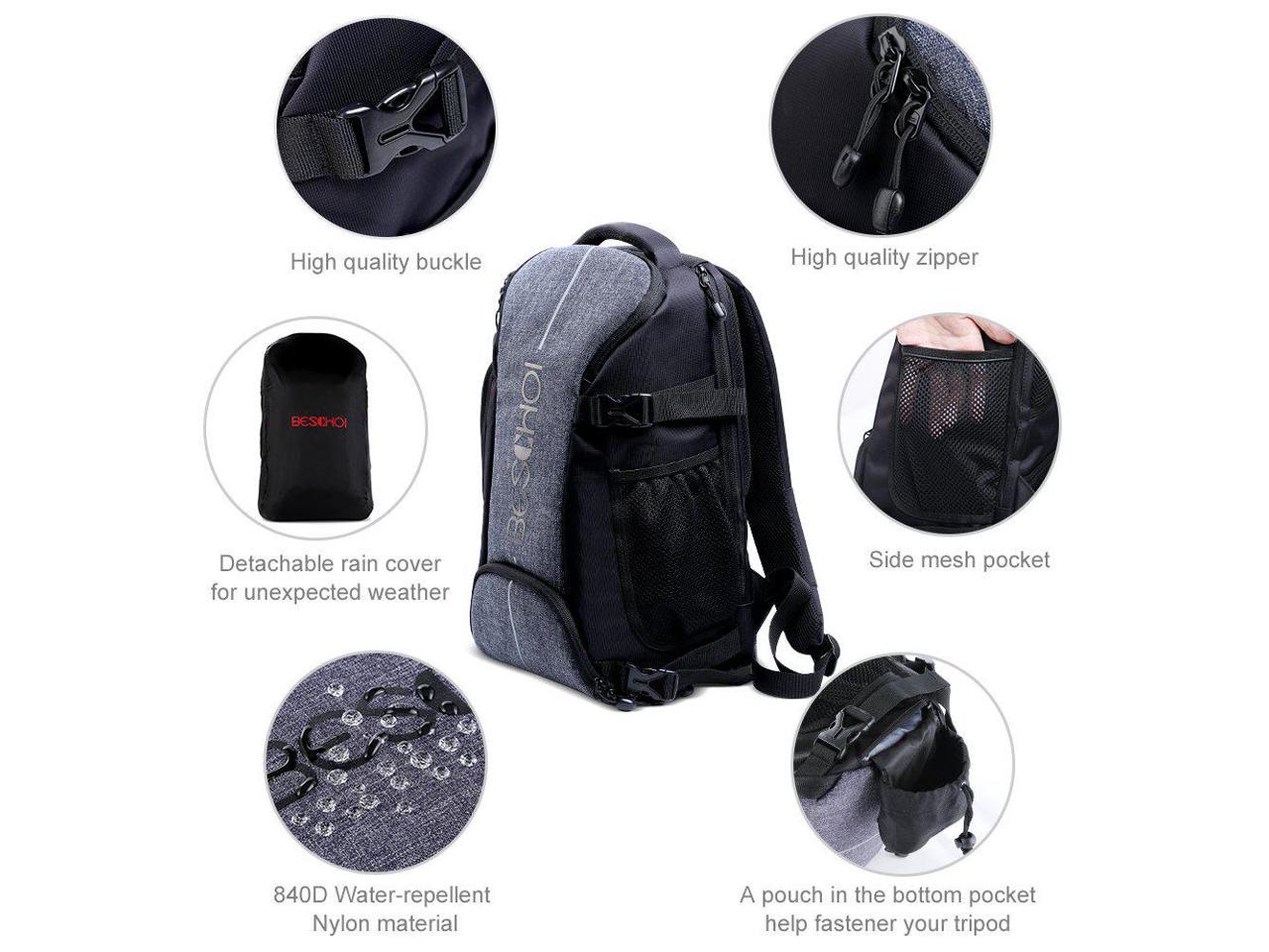 Verve Jelly Camera Backpack Waterproof Camera Bag Large Capacity Side Compartment Rain Cover for Women Men Photographer Lens Batteries and Chargers Cables and More 