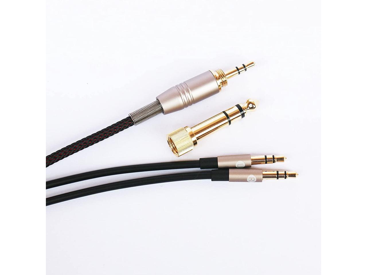 NEW NEOMUSICIA Replacement Cable Compatible with Hifiman HE4XX HE-400i The Latest Version with Both 3.5mm Plug Headphones 3.5mm & 6.35mm to Dual 3.5mm Jack Male Cord Black 2m/6.6ft