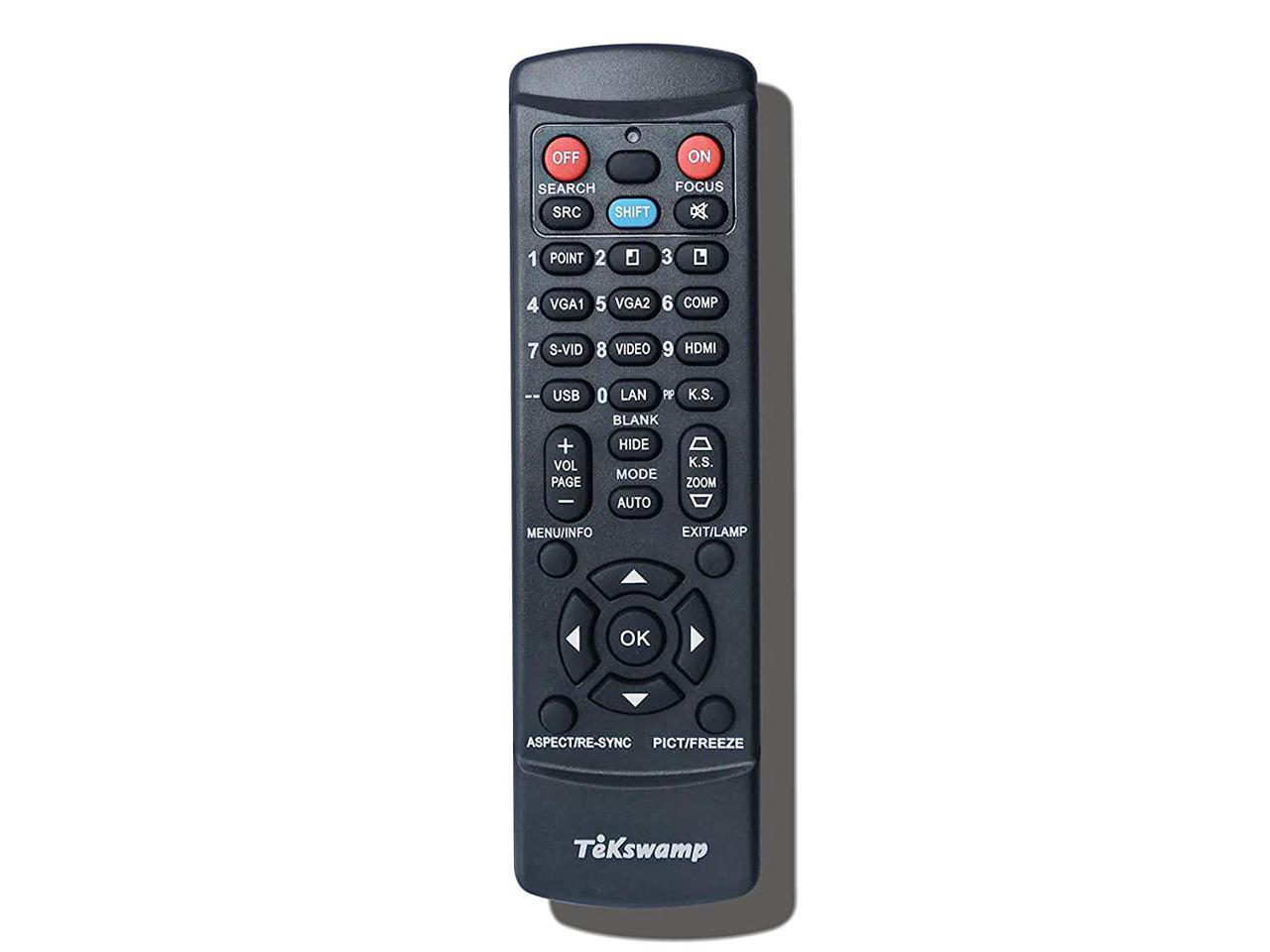 Black TeKswamp Video Projector Remote Control for ViewSonic PJ503D 