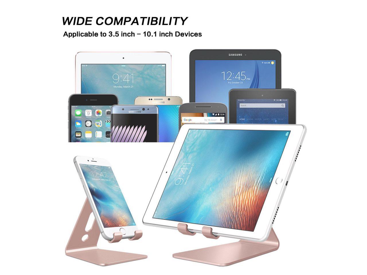 up to 10.1 inch Advanced 4mm Thickness Aluminum Stand Holder Mobile Phone Tablet Updated Solid Version OMOTON Desktop Cell Phone Stand Tablet Stand Black