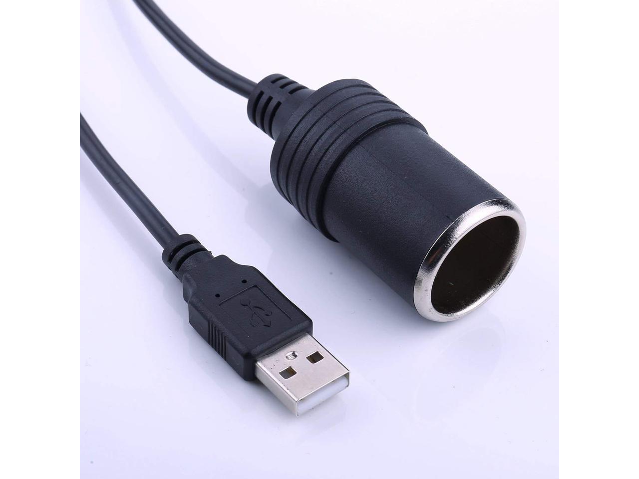 USB A Male to 12V Car Cigarette Lighter Socket Female Cable Converter