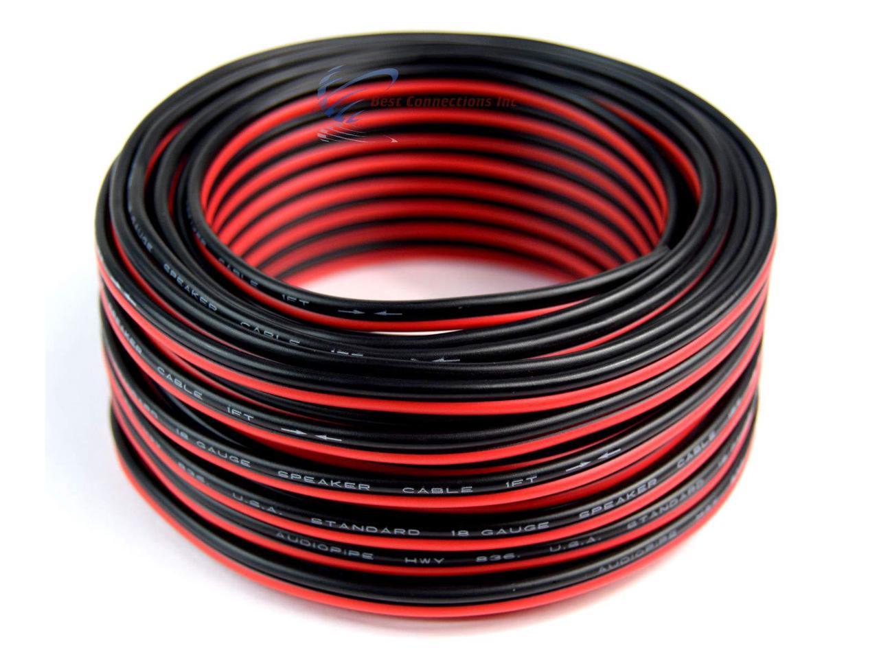 18 Gauge 50' Speaker Wire Copper Clad Red Black Zip Cable 12 Volt Low ...