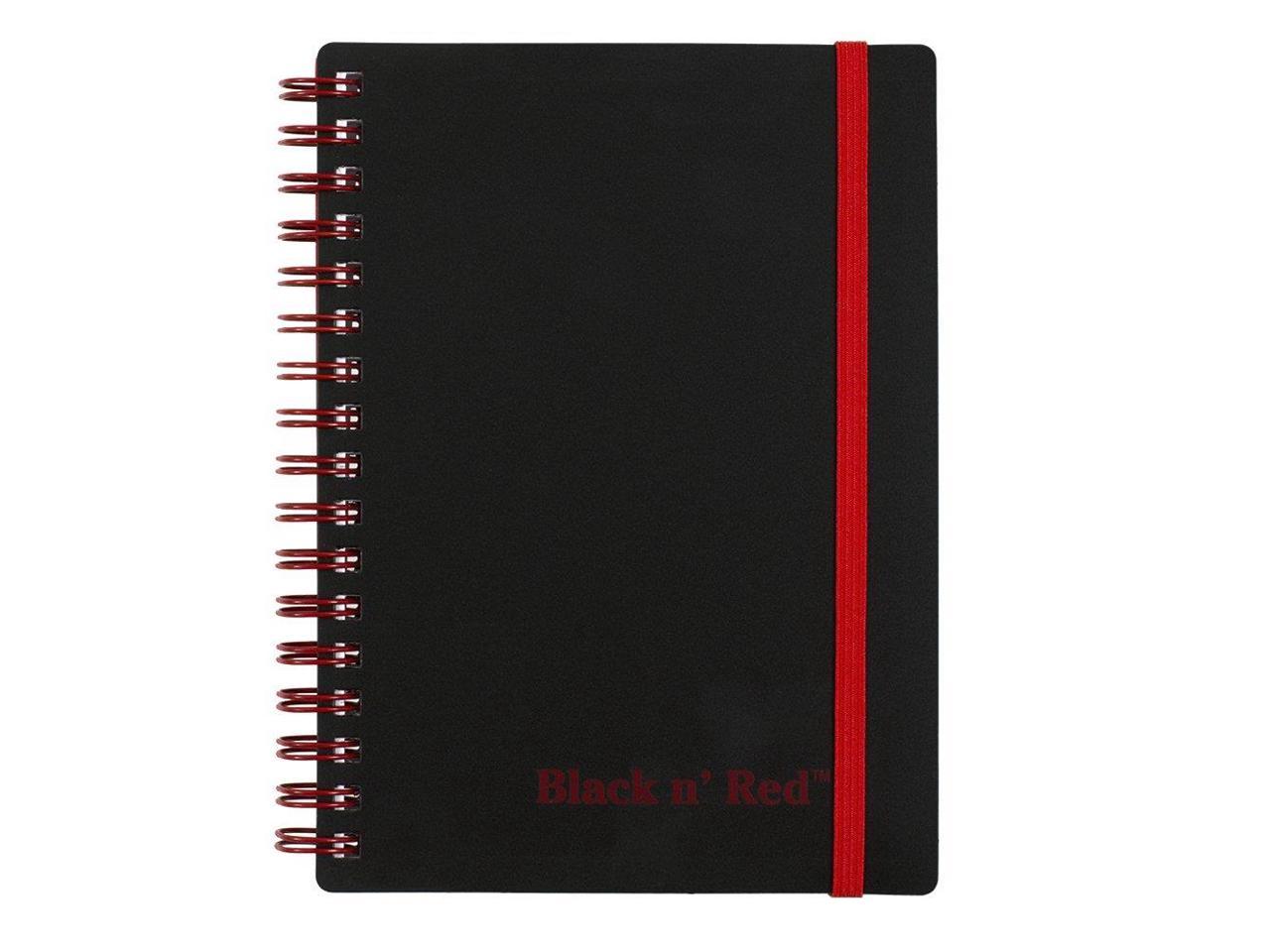 Black Pack of 1 Small 70 Ruled Sheets Black n Red Twin Spiral Poly Cover Notebook F67010