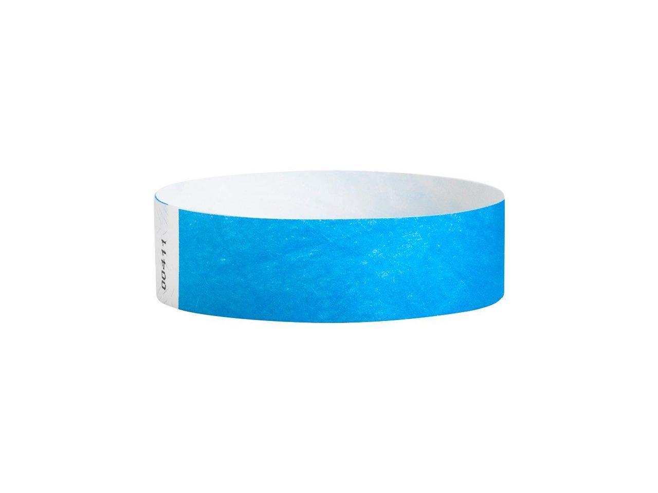 WristCo Neon Blue 3/4" Tyvek Wristbands 1000 Pack Paper Wristbands For Events 