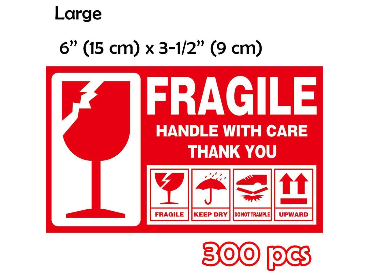 300 1x3 Glass Shipping Sticker Fragile Warning Labels for Packing Boxes