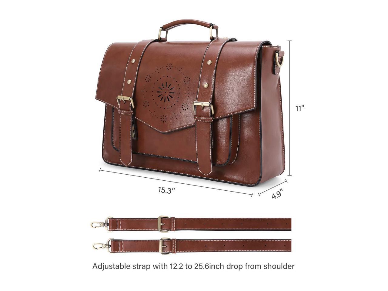 ECOSUSI Laptop Messenger Bag Briefcase for Women Satchel Handbags 15.6 inch Laptop Bag Crossbody Purse with Padded Compartment for Office Travel College Brown