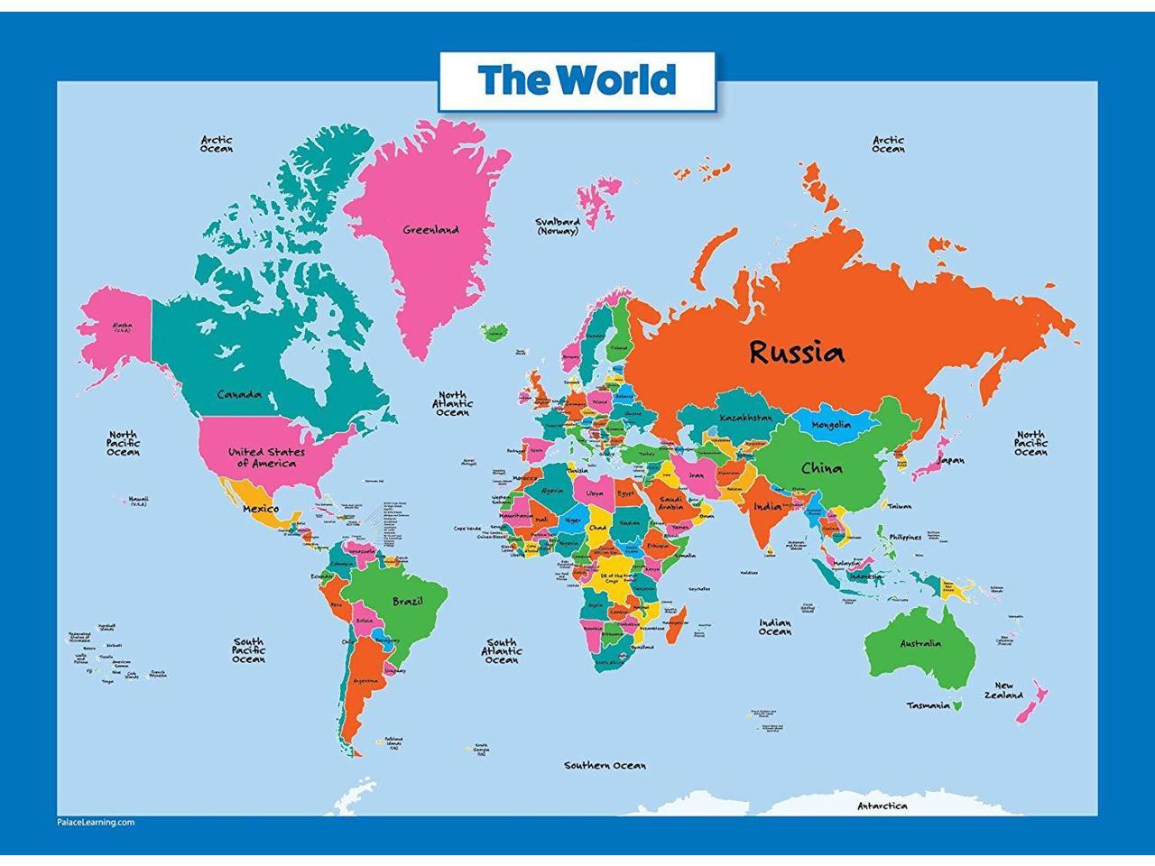 World Map for Kids - LAMINATED - Wall Chart Map of the World - Newegg.com